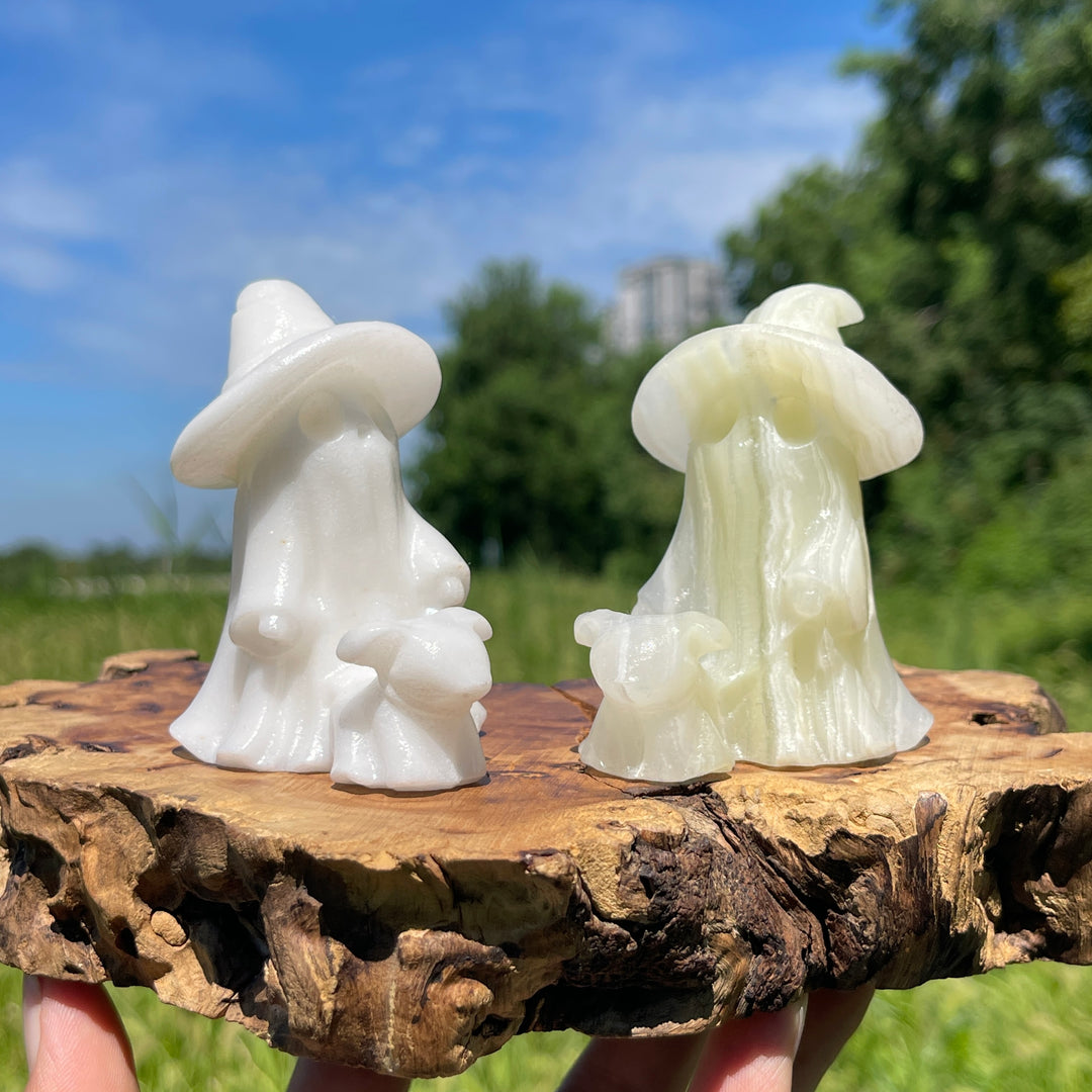 Natural Ghost With Dog Crystal Carving