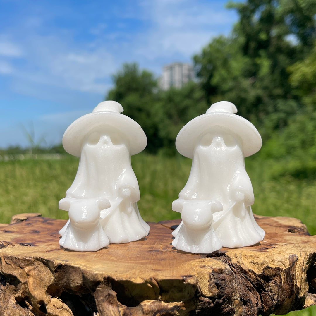 Natural Ghost With Dog Crystal Carving