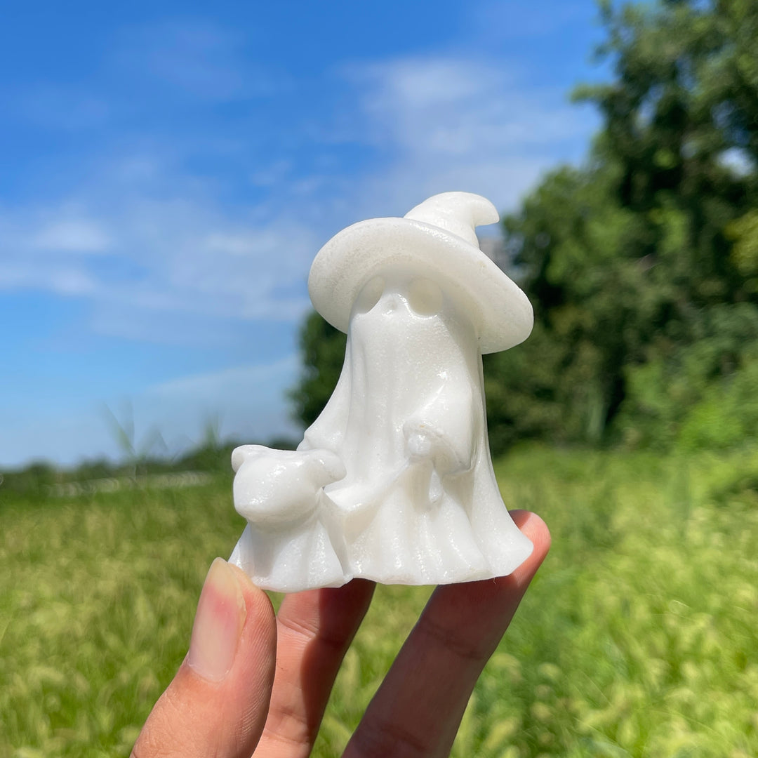 Natural Ghost With Dog Crystal Carving
