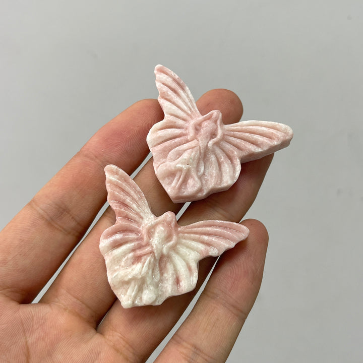 A Slightly Imperfect Natural Crystal Pink Opal Butterfly Fairy Carving
