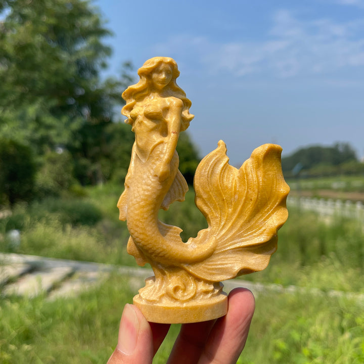A Slightly Imperfect Natural Beautiful Mermaid Crystal Carving