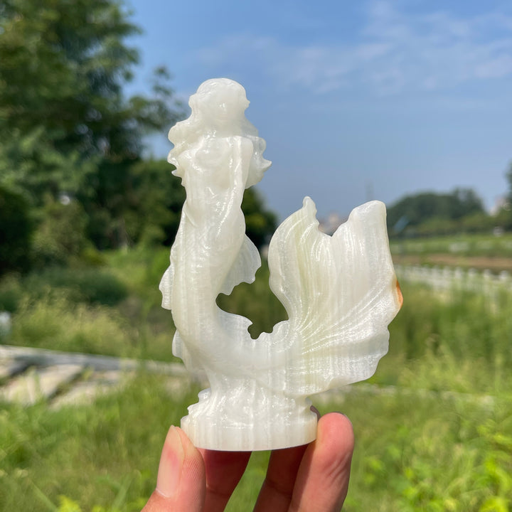 A Slightly Imperfect Natural Beautiful Mermaid Crystal Carving