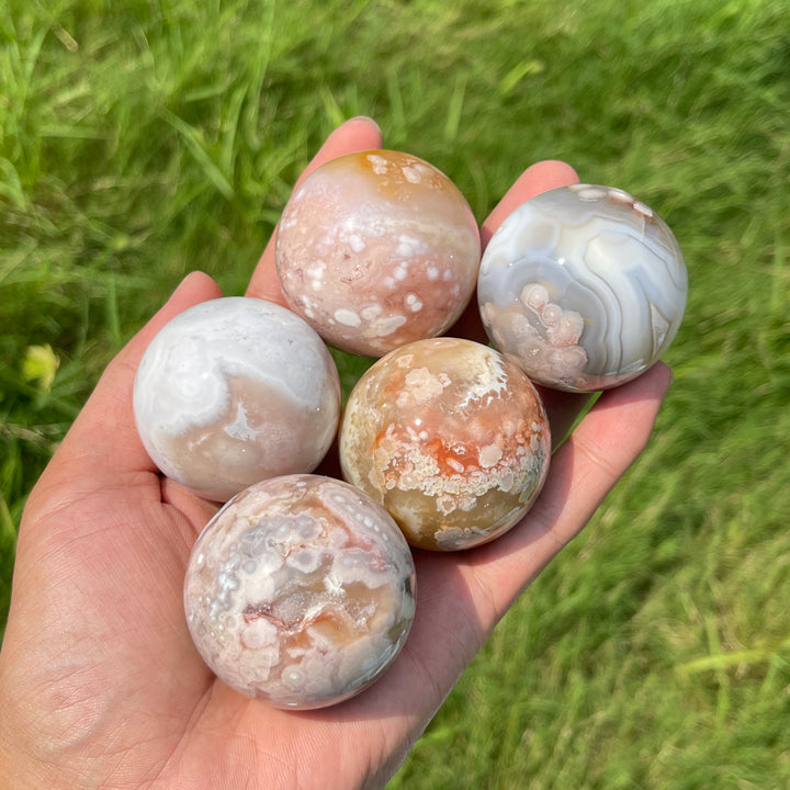 Natural Crystal Delicate Flower Agate Sphere