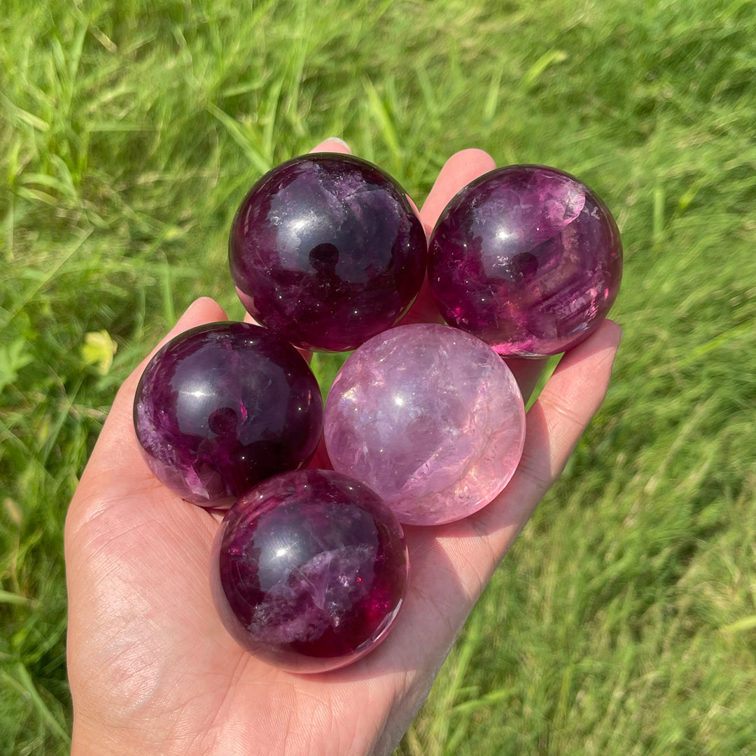 Natural Crystal Vibrant Purple Fluorite Sphere
