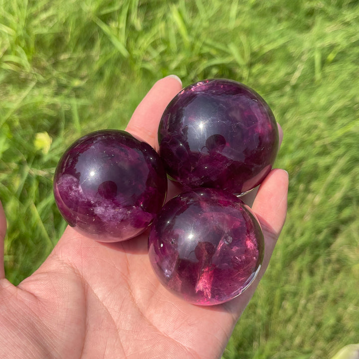 Natural Crystal Vibrant Purple Fluorite Sphere