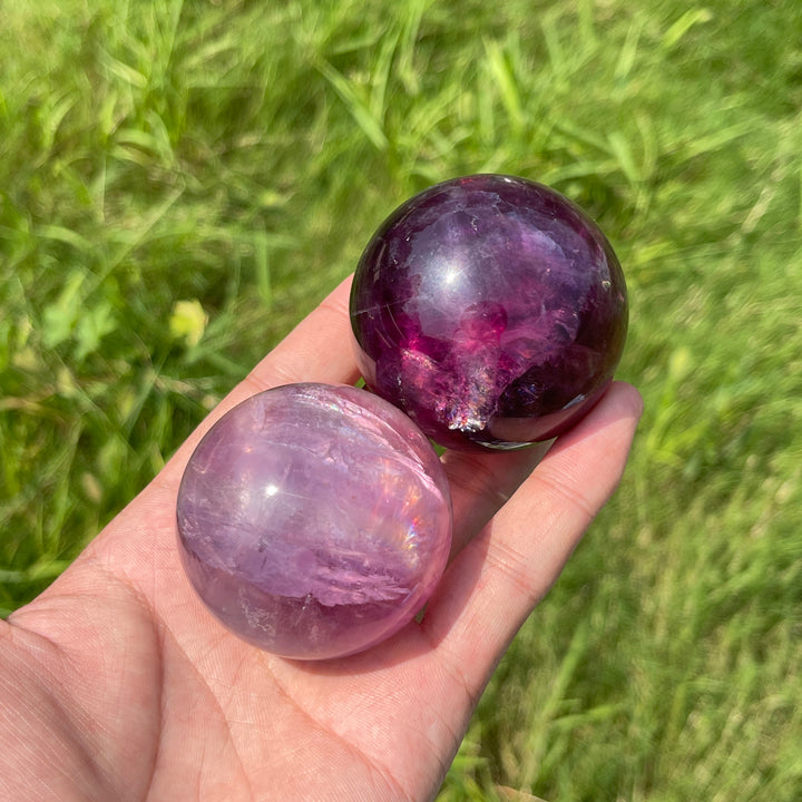 Natural Crystal Vibrant Purple Fluorite Sphere
