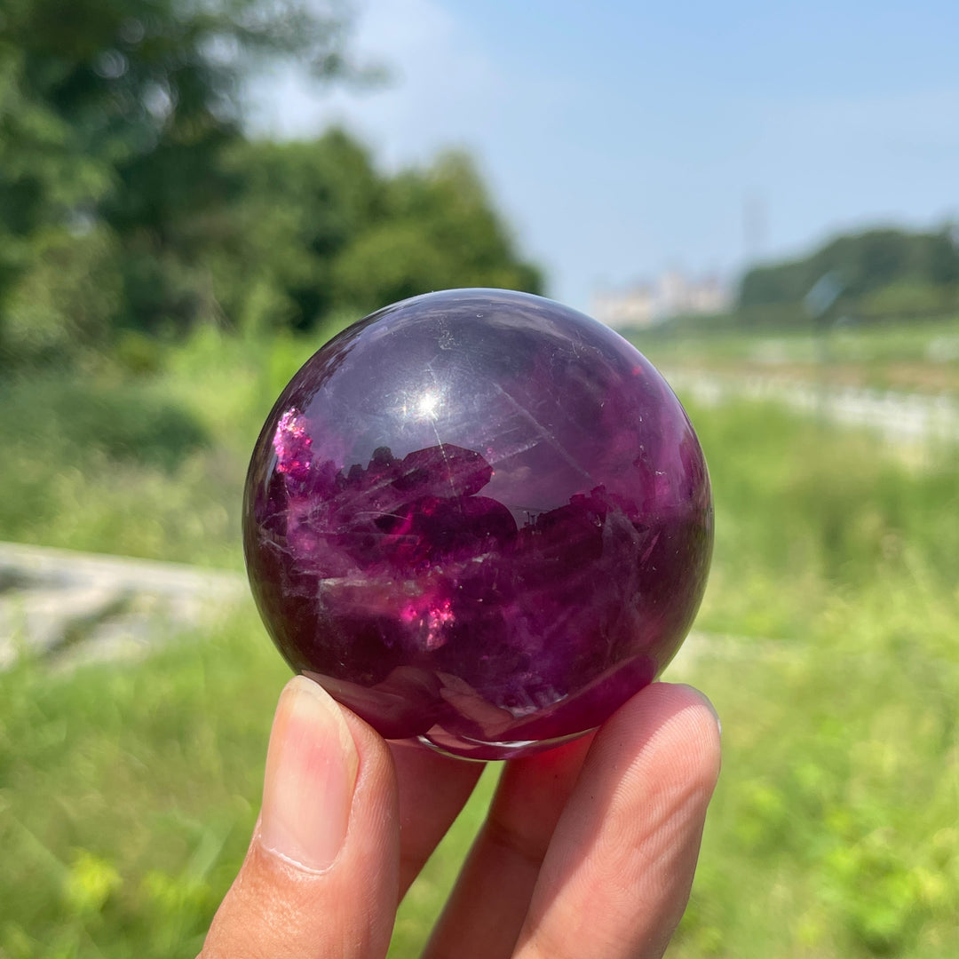 Natural Crystal Vibrant Purple Fluorite Sphere