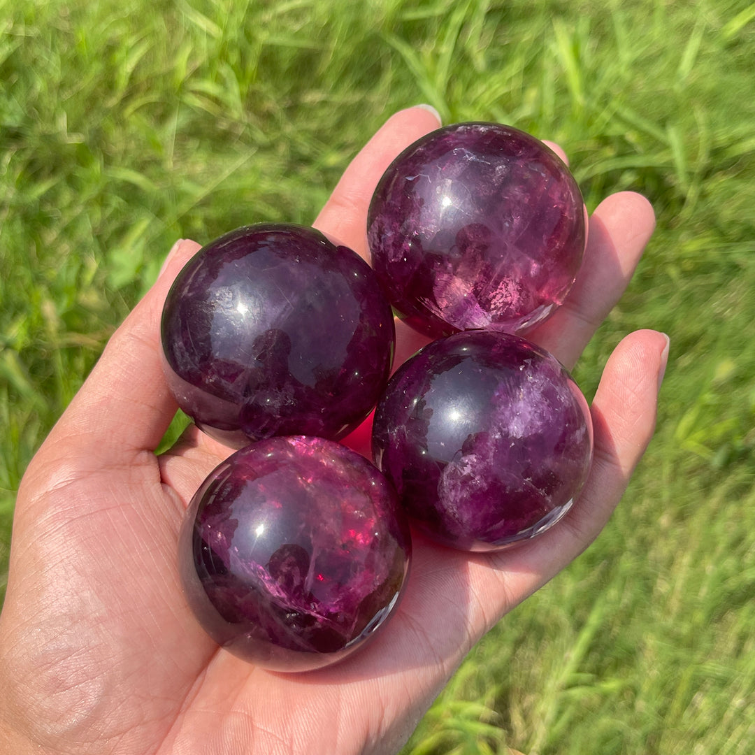 Natural Crystal Vibrant Purple Fluorite Sphere