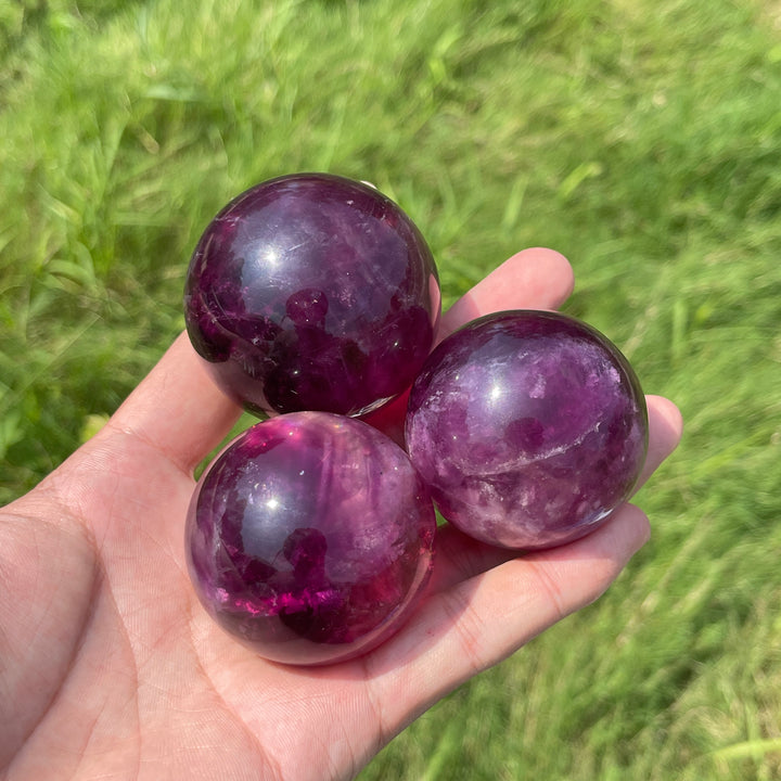 Natural Crystal Vibrant Purple Fluorite Sphere
