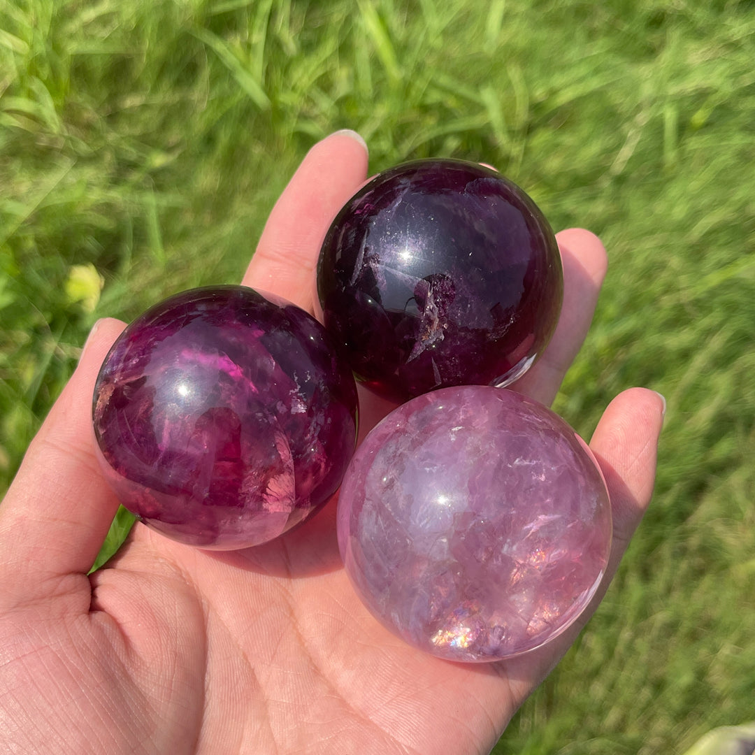 Natural Crystal Vibrant Purple Fluorite Sphere