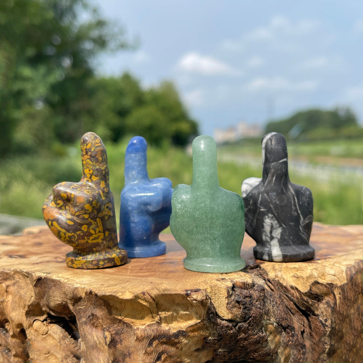 Natural Crystal Carving Mixed Material Middle Finger