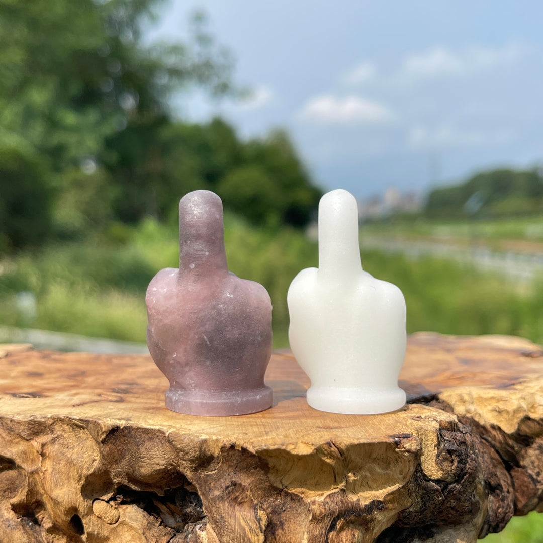 Natural Crystal Carving Mixed Material Middle Finger
