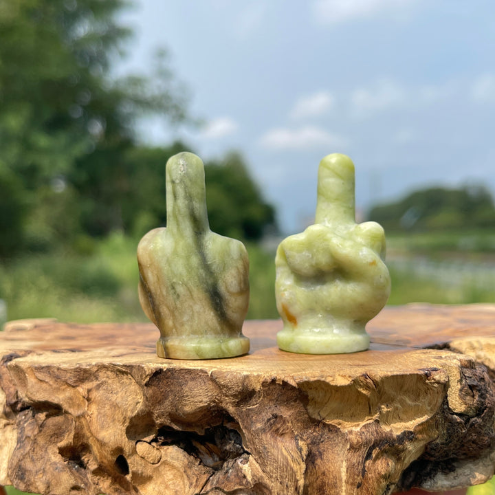 Natural Crystal Carving Mixed Material Middle Finger