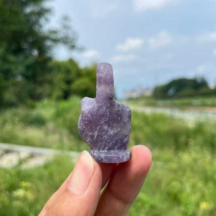 Natural Crystal Carving Mixed Material Middle Finger