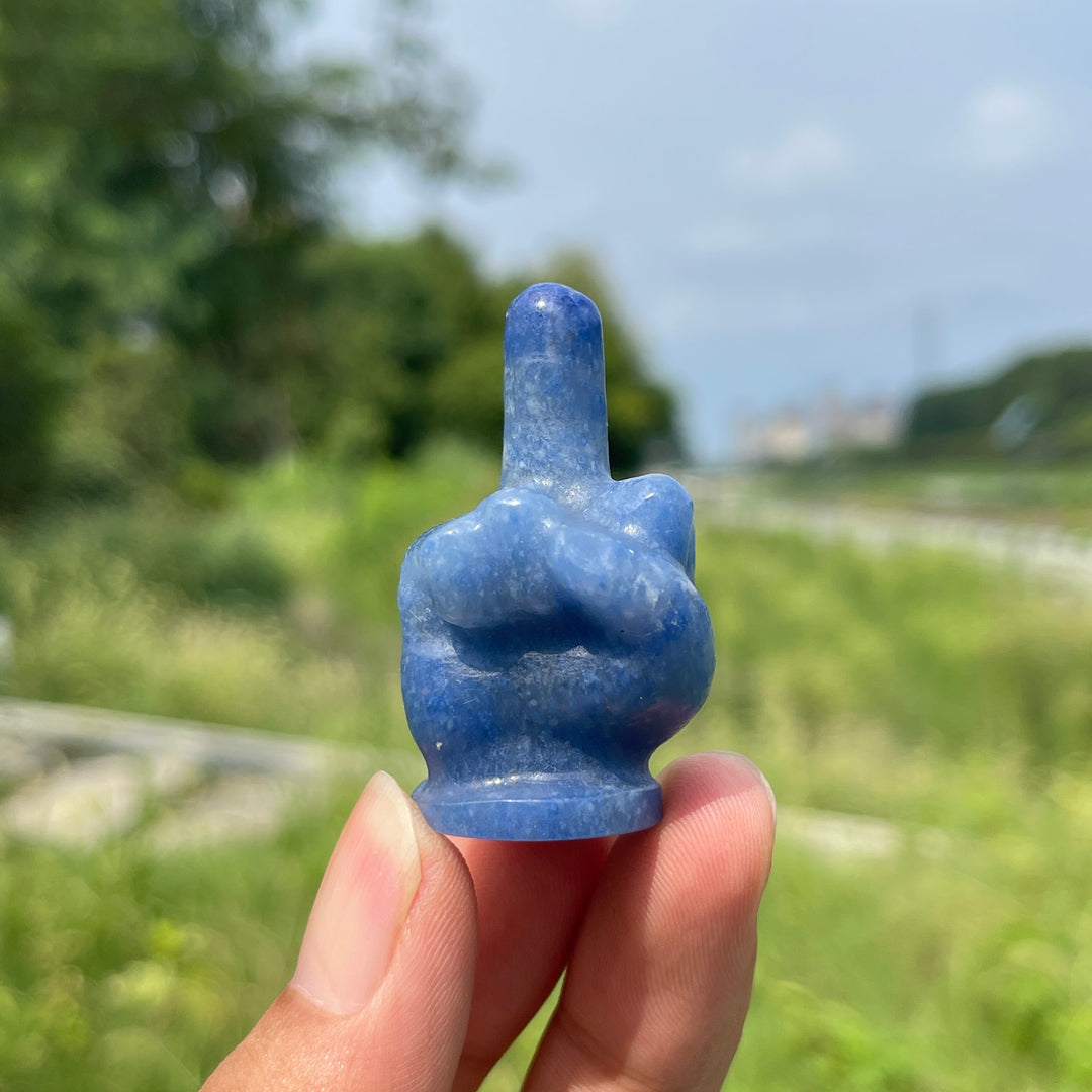 Natural Crystal Carving Mixed Material Middle Finger