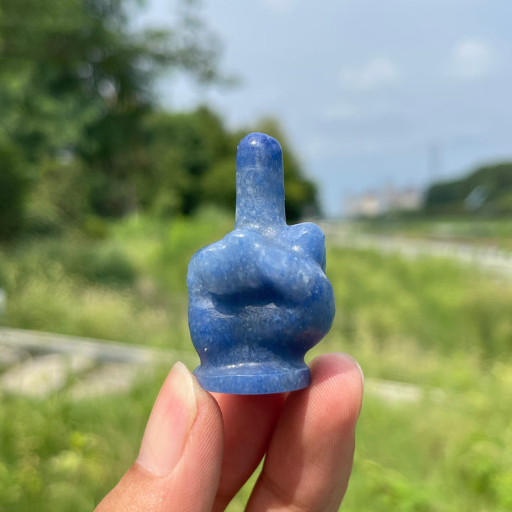 Natural Crystal Carving Mixed Material Middle Finger