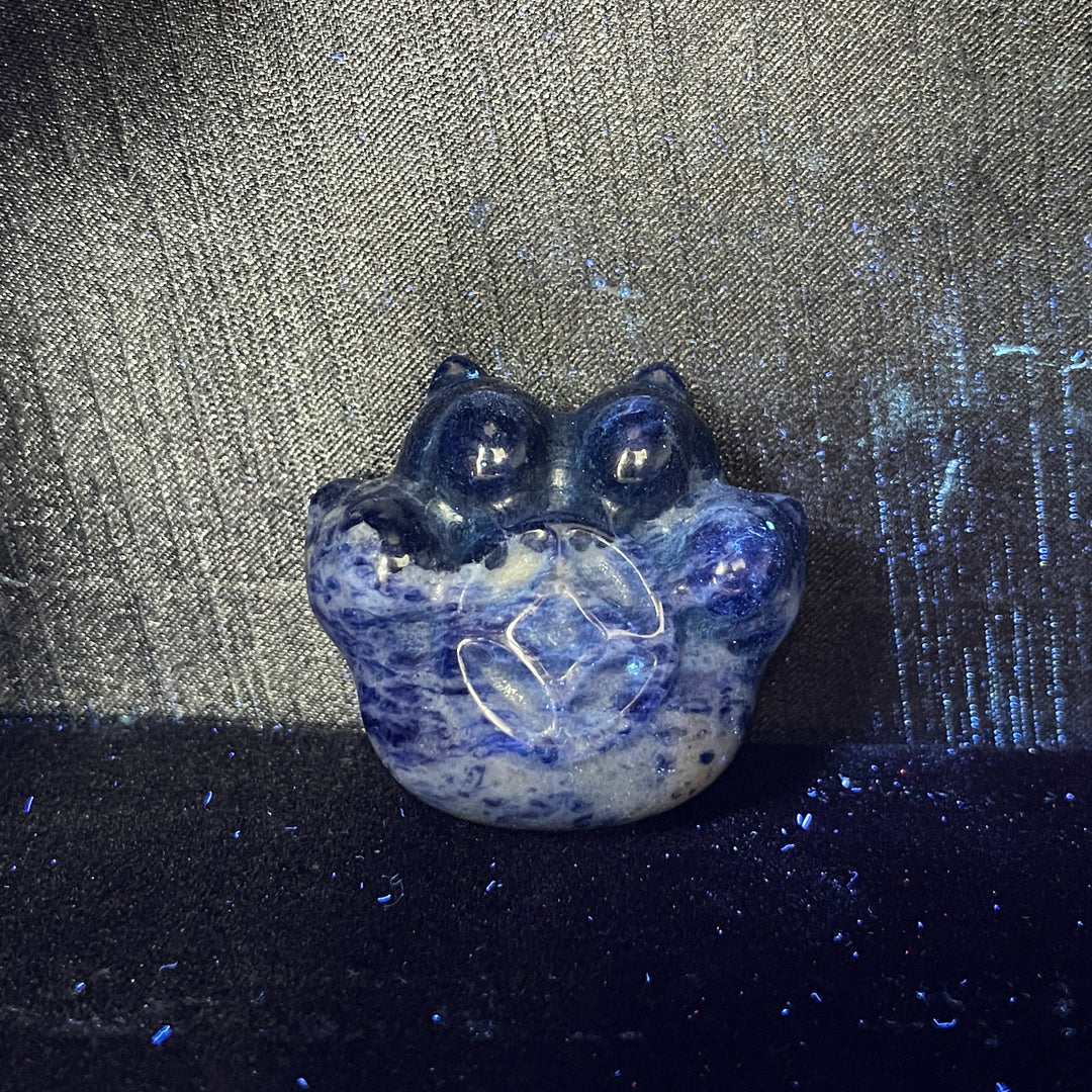 Natural Crystal Coin Cat Paw Carving