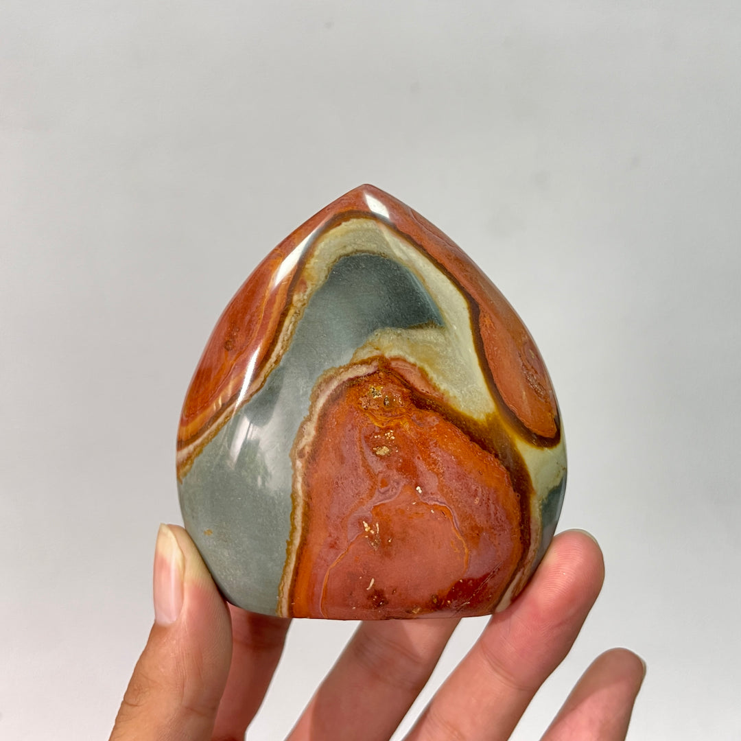 Unique,Natural Crystal Polychrome Jasper Teardrop