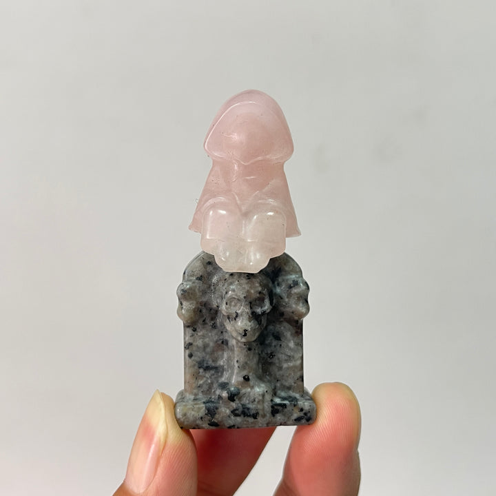 Natural Crystal Carving Ghost On Tombstone