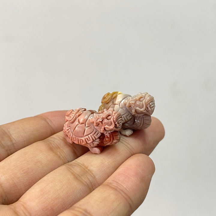 Natural Crystal Carving Alashan Agate Dragon Turtle