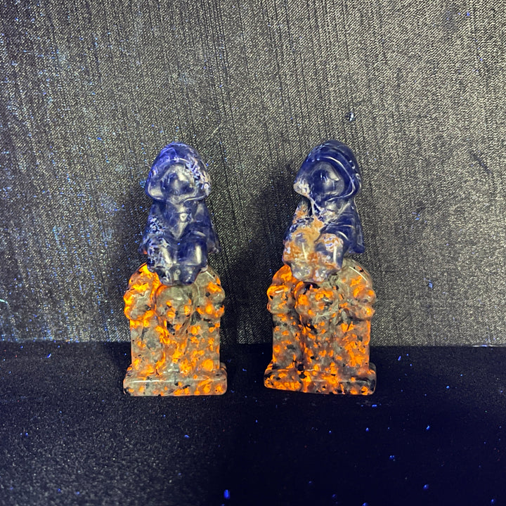 Natural Crystal Carving Ghost On Tombstone