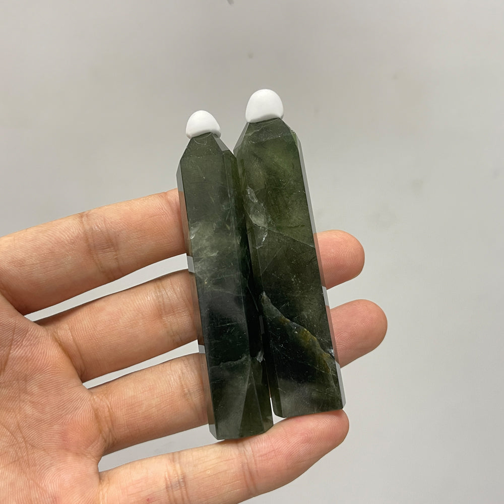 Natural Crystal Actinolite In Clear Quartz Point