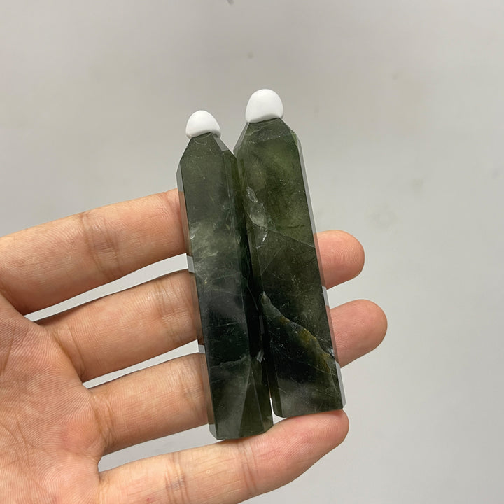 Natural Crystal Actinolite In Clear Quartz Point