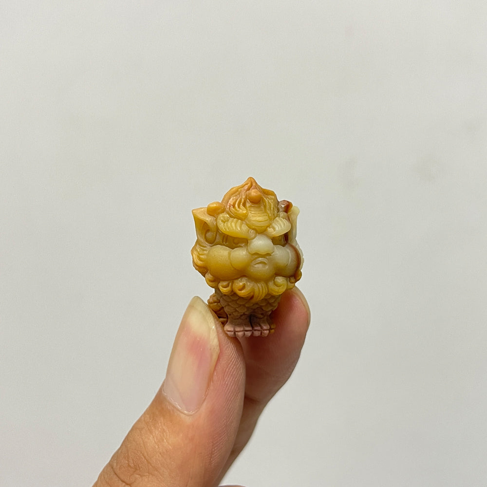 Natural Crystal Carving Alashan Agate Seated Qilin