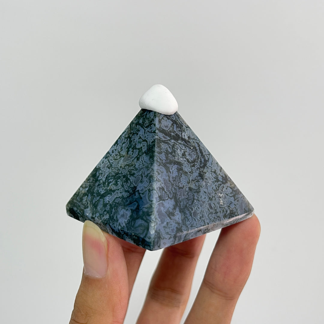 Natural Crystal Moss Agate Pyramid