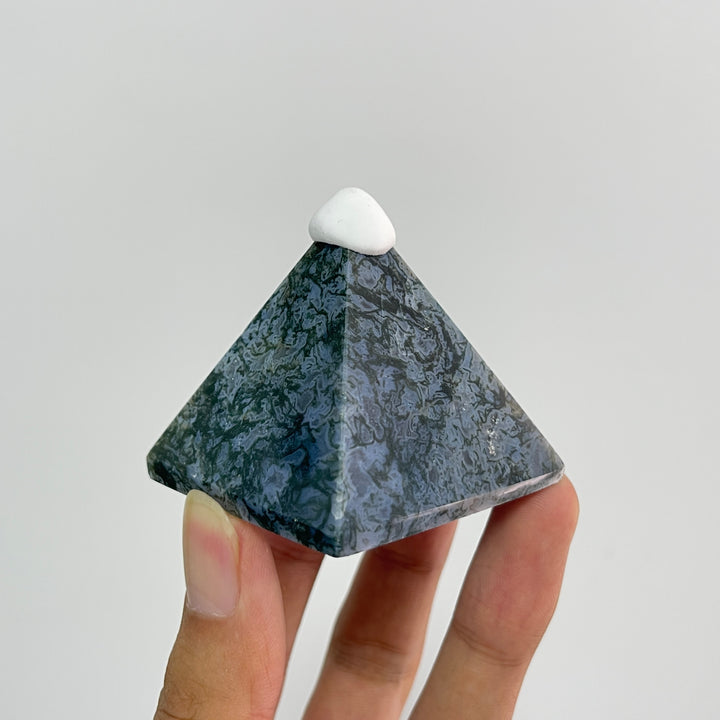 Natural Crystal Moss Agate Pyramid