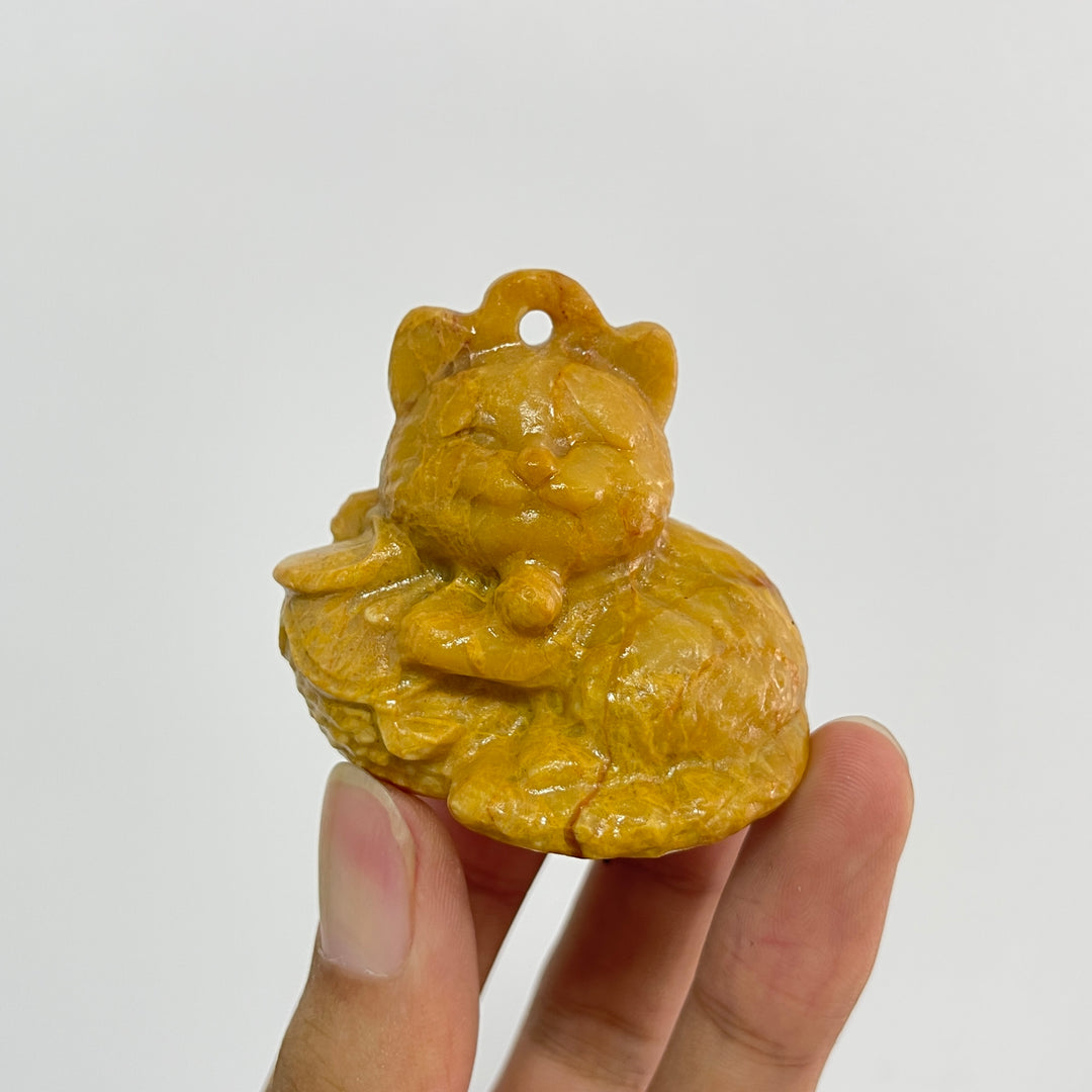 Natural Crystal Carving Cute Smiling Cat