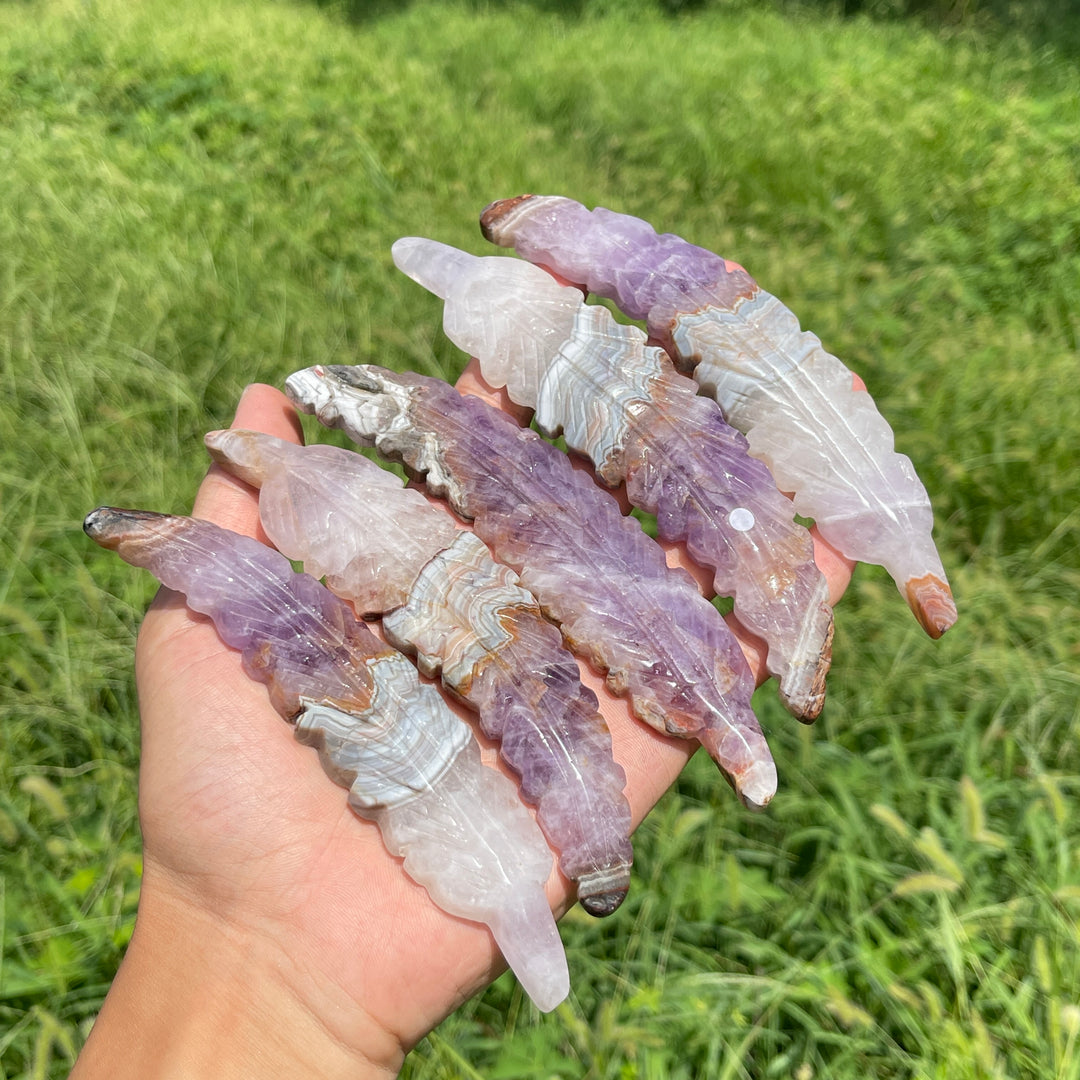 A Slightly Imperfect Natural Carving Amethyst Agate Feather