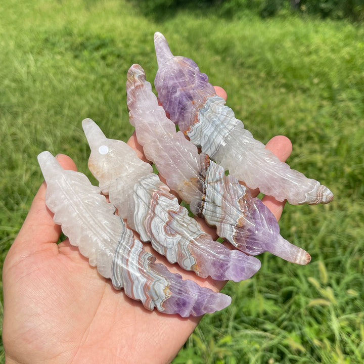 A Slightly Imperfect Natural Carving Amethyst Agate Feather