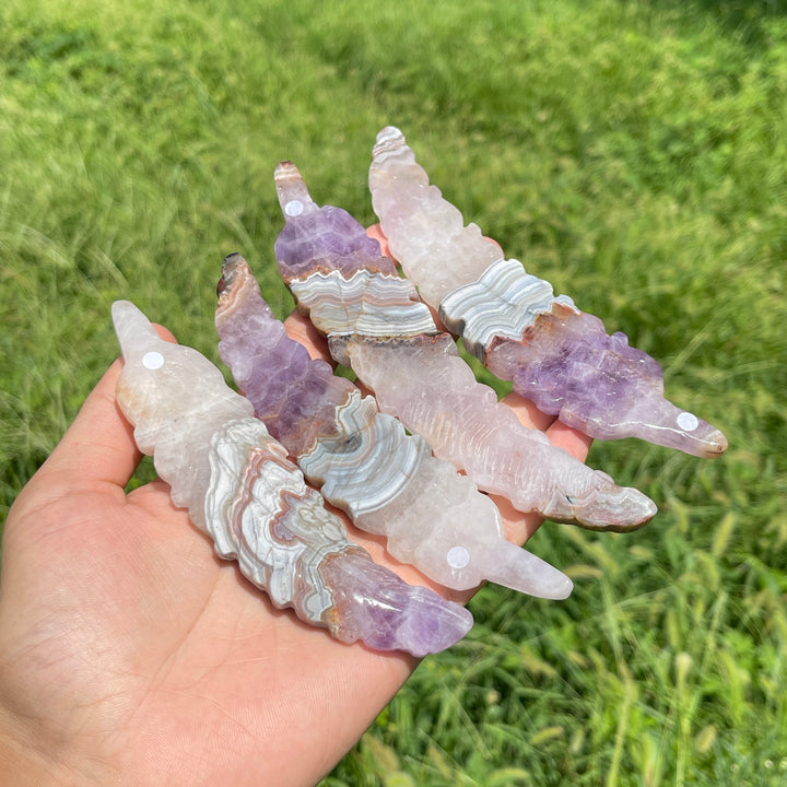 A Slightly Imperfect Natural Carving Amethyst Agate Feather