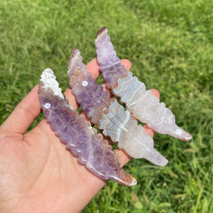 A Slightly Imperfect Natural Carving Amethyst Agate Feather