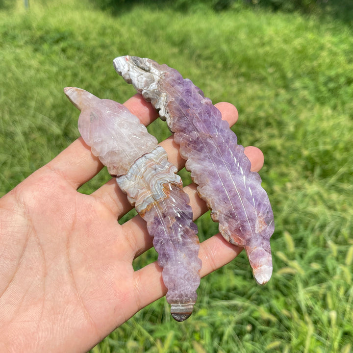 A Slightly Imperfect Natural Carving Amethyst Agate Feather