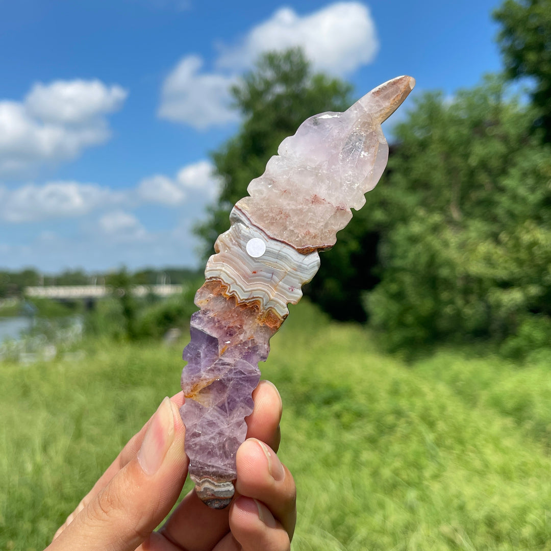 A Slightly Imperfect Natural Carving Amethyst Agate Feather
