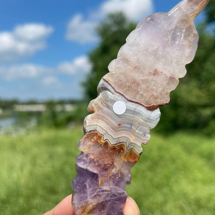 A Slightly Imperfect Natural Carving Amethyst Agate Feather