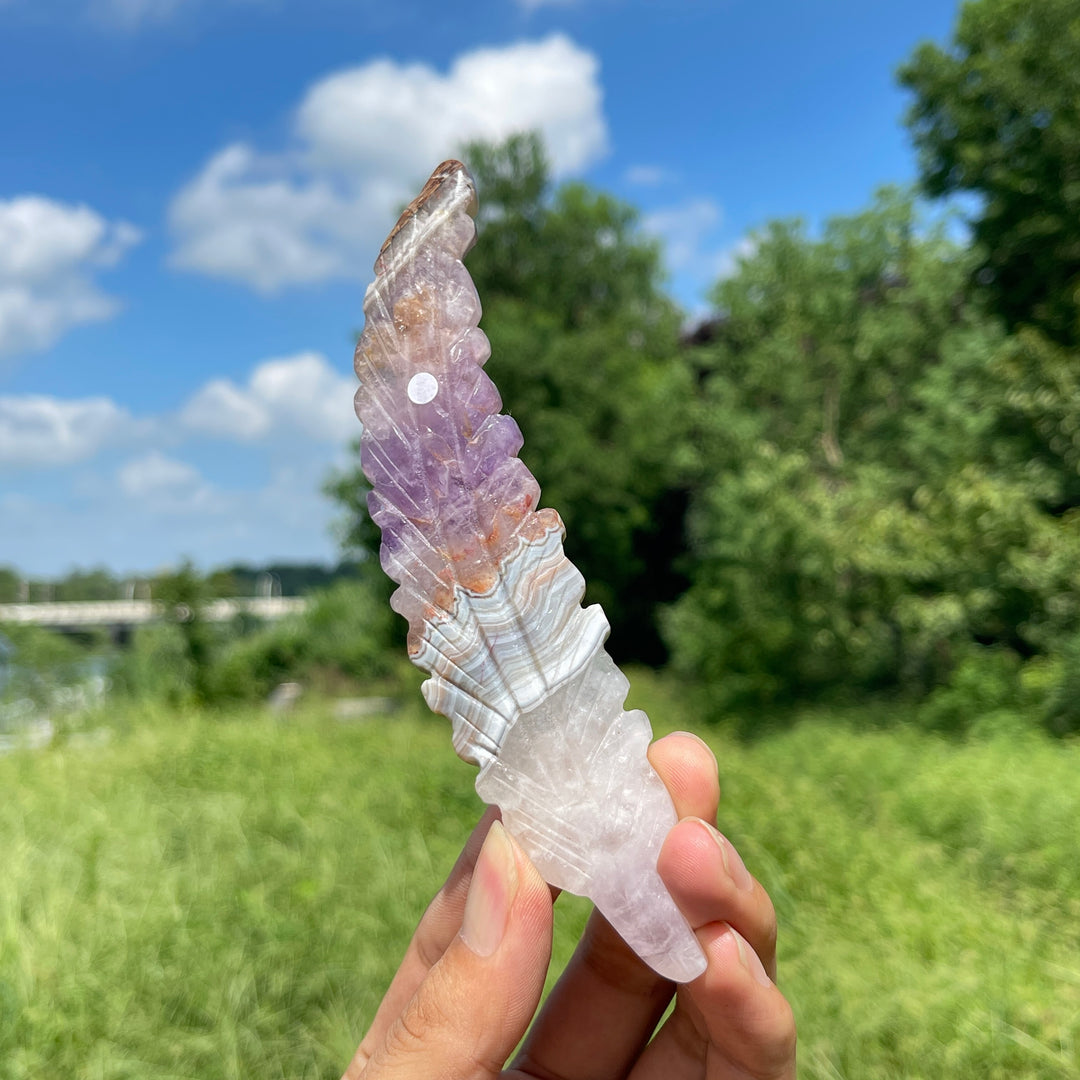 A Slightly Imperfect Natural Carving Amethyst Agate Feather