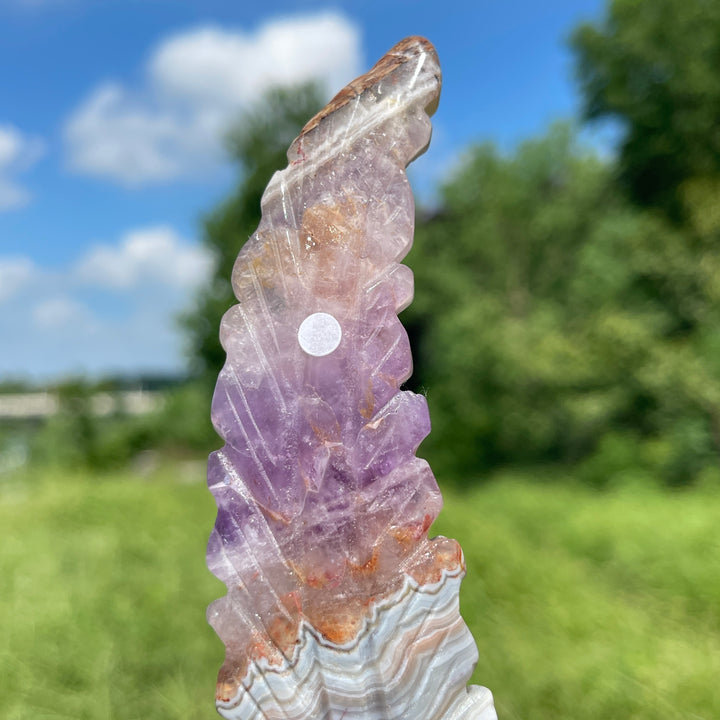 A Slightly Imperfect Natural Carving Amethyst Agate Feather