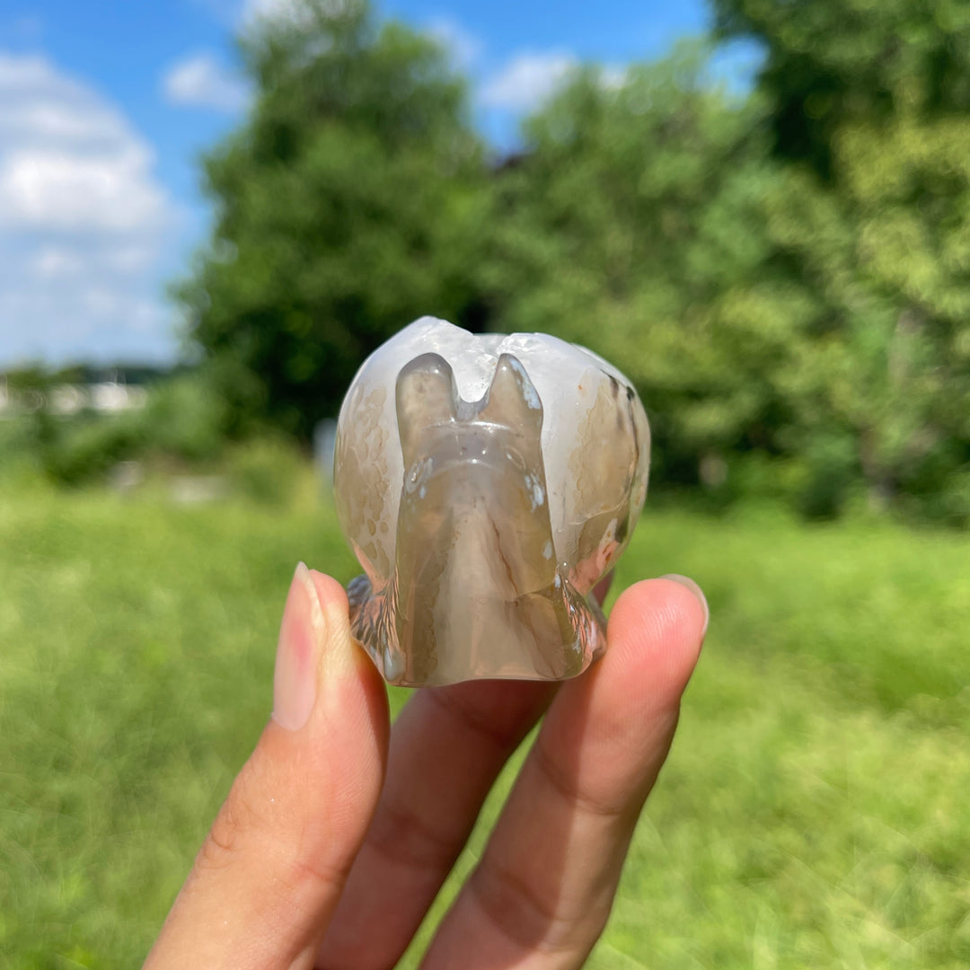 A Slightly Imperfect Natural Crystal Agate Geode Snail Carving