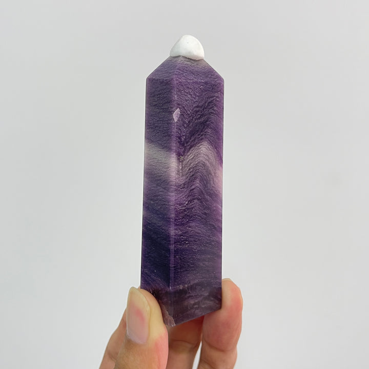 Unique,Natural Crystal Purple Silky Fluorite Point