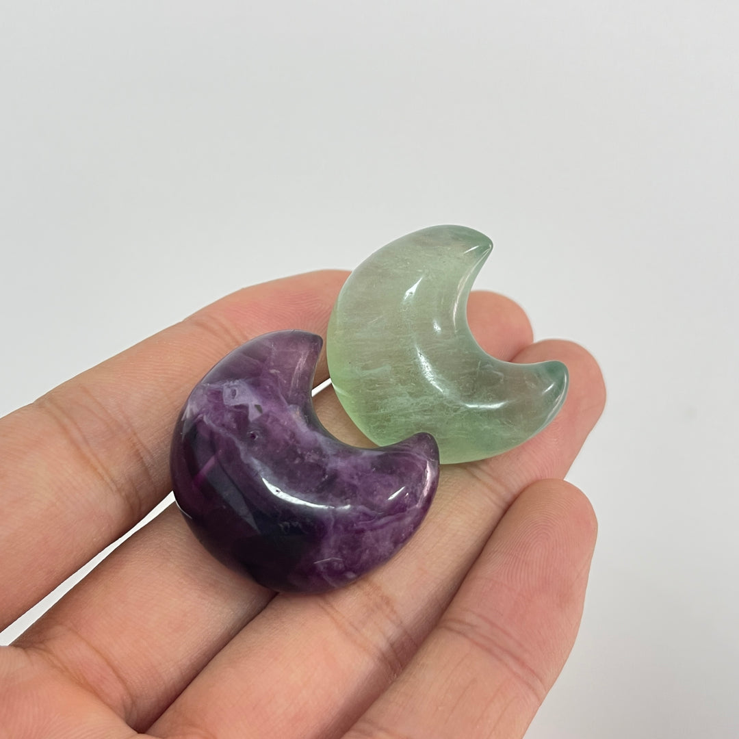 Natural Crystal Carving Fluorite Mini Moon