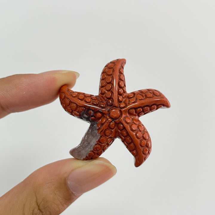 Natural Crystal Carving Red Jasper Starfish