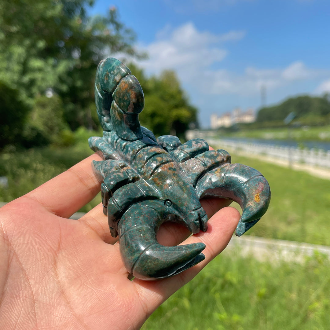 Unique,Natural Crystal Ocean Jasper Scorpion Carving