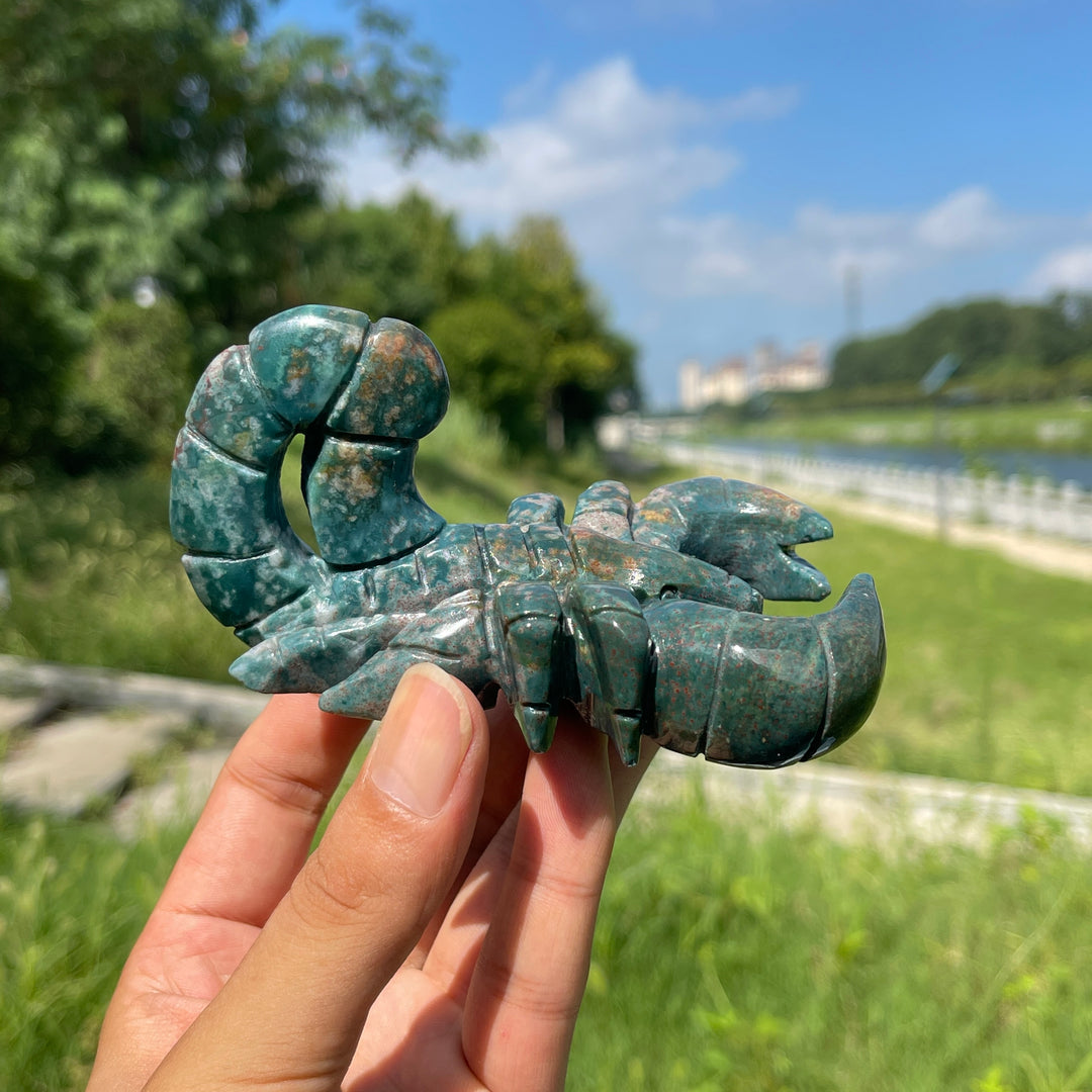 Unique,Natural Crystal Ocean Jasper Scorpion Carving