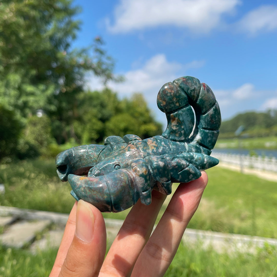 Unique,Natural Crystal Ocean Jasper Scorpion Carving