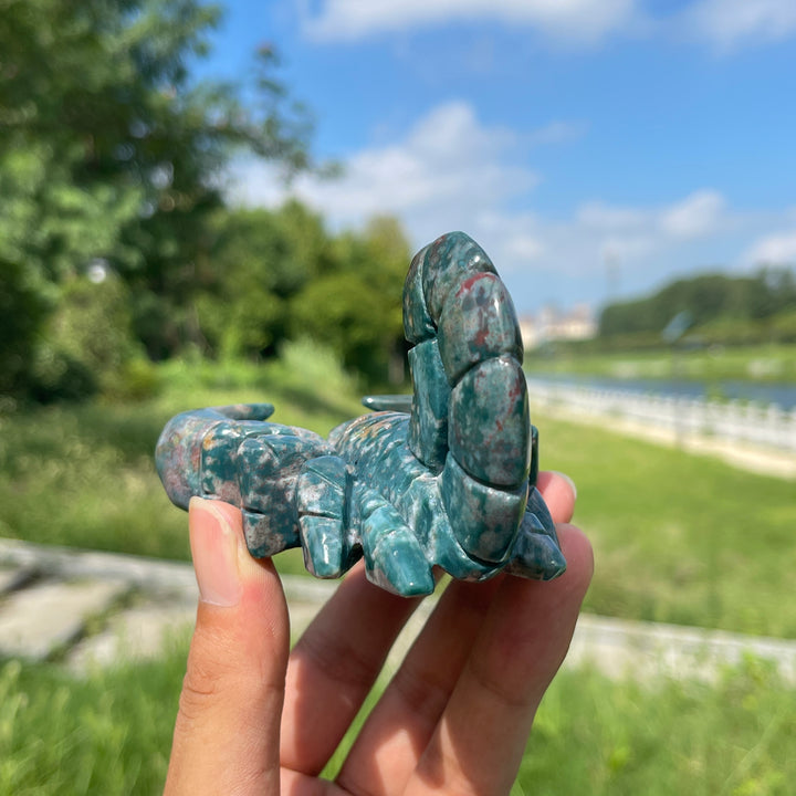 Unique,Natural Crystal Ocean Jasper Scorpion Carving