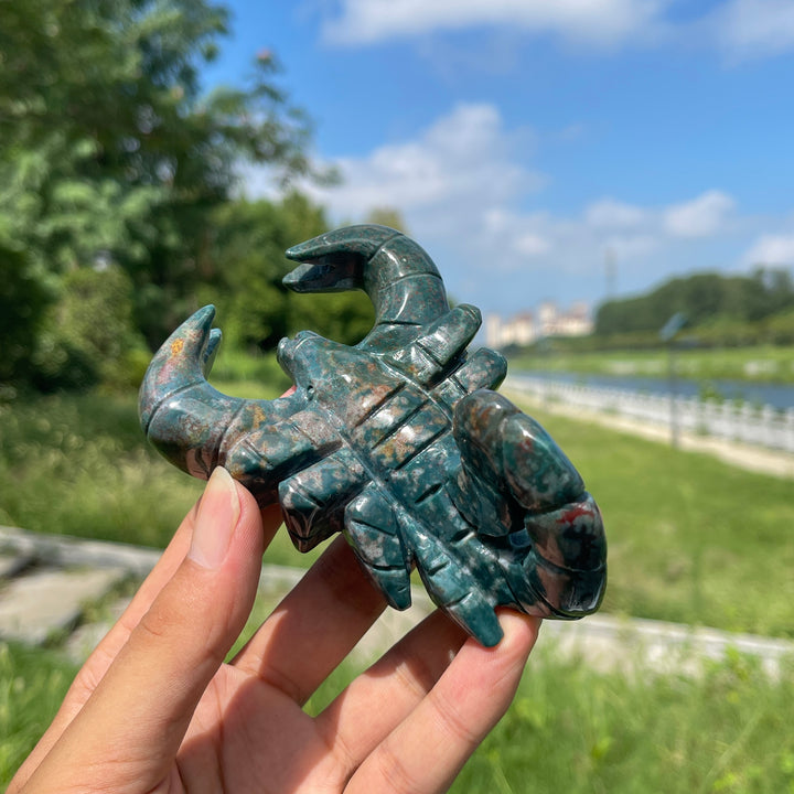 Unique,Natural Crystal Ocean Jasper Scorpion Carving
