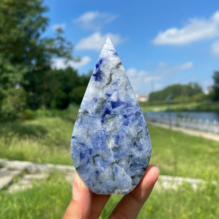 Natural Crystal Blue And White Porcelain Sodalite Teardrop
